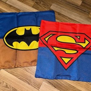 18" Superhero Burlap Pillow Covers Set of 2 - NEW